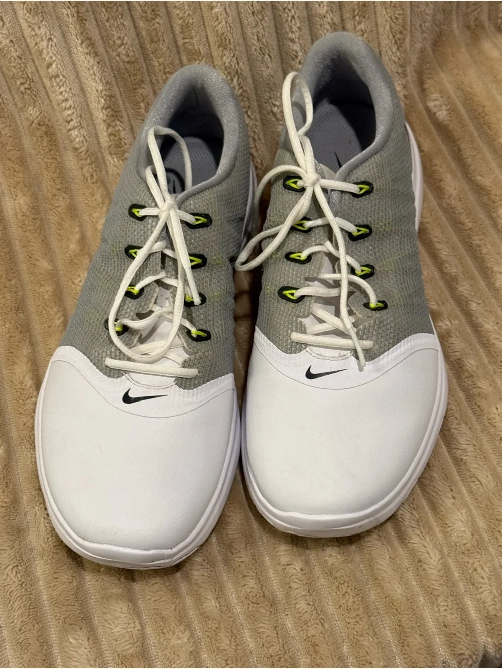 Nike Women’s White, Gray & Neon Green Athletic Golf Shoes